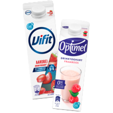 Optimel drinkyoghurt,
Vifit drinkyoghurt
of Goedemorgen!